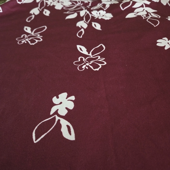 Floral Print Tunic White on Burgundy V Neck Sleeveless Stretch Women 3XL (US 18) - Picture 6 of 9